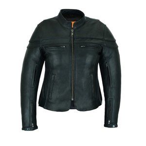 Ladies Racer Leather Jacket with Zip Out Liner